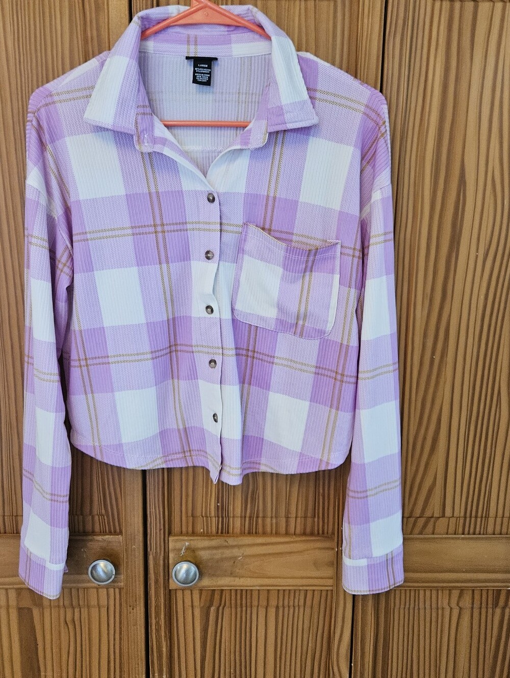 Ruev22 Lavender and White Plaid Button-Down Shirt